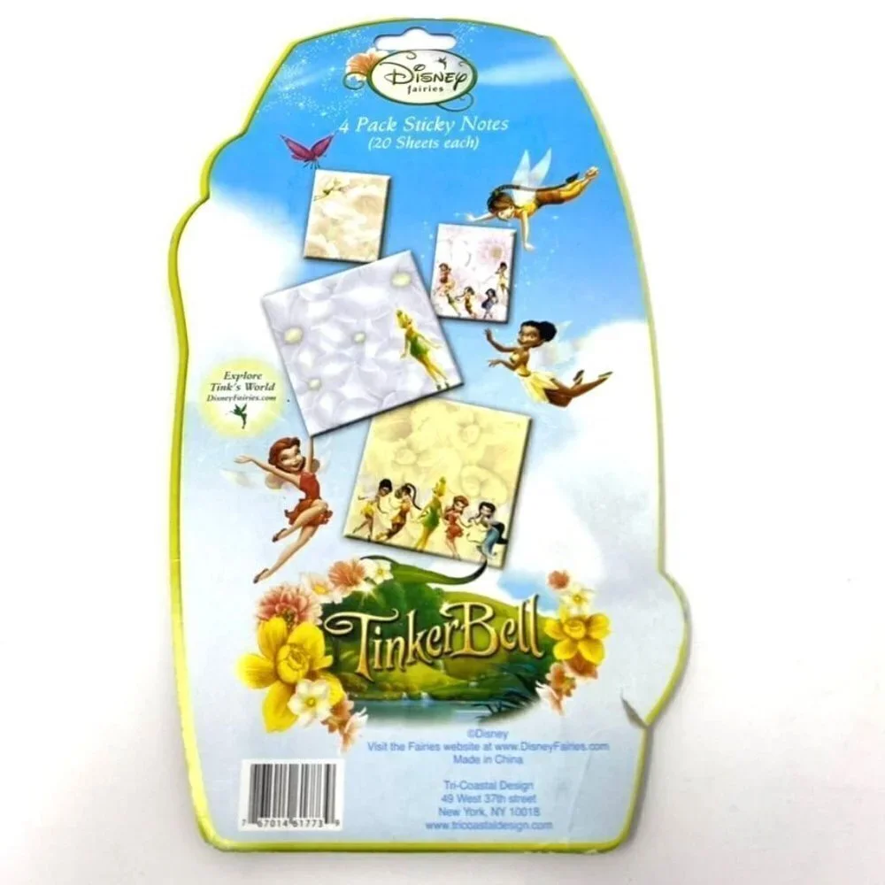 Disney Fairies Tinker Bell Set Sticky Notes Glitter Tattoos Color Pencils
